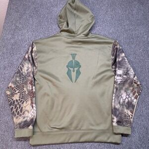 Kryptek Spartan Camo Hoodie Spartan Helmet Logo Mens L Olive Green